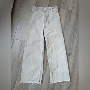 Zara marine Straight wide leg, high-rise raw hem Tan Jeans